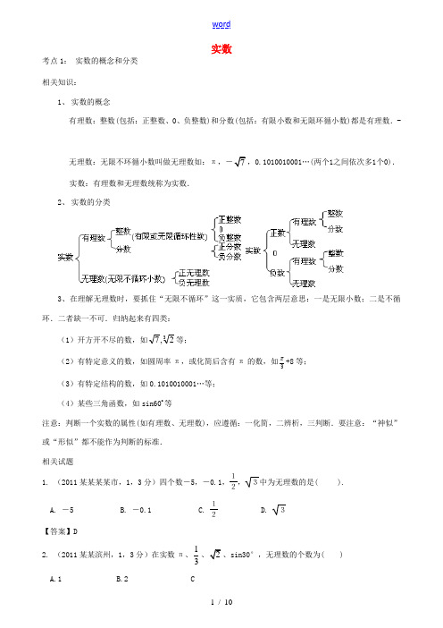 2011中考数学分类试题 实数