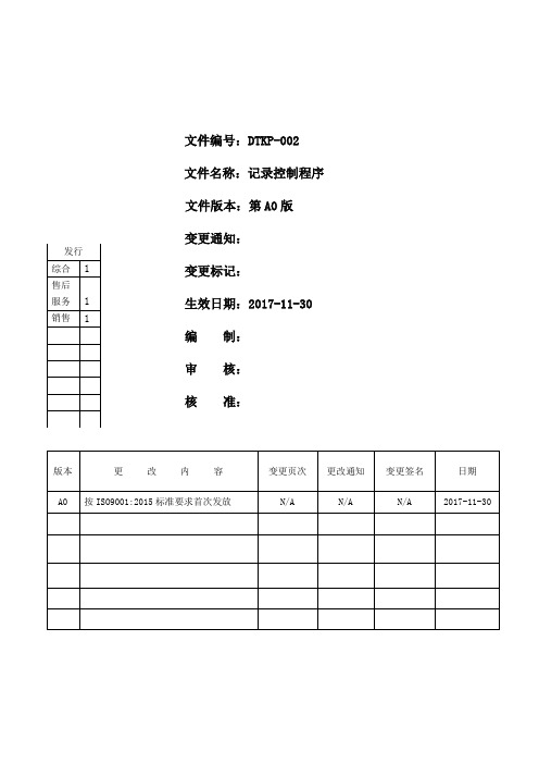 DTKP-002 A0记录控制程序