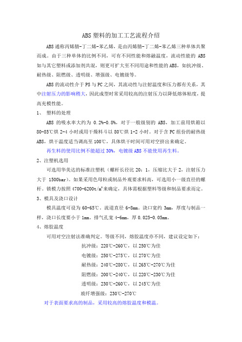 ABS塑料的加工工艺流程介绍