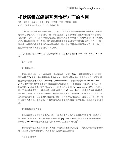 杆状病毒在癌症基因治疗方面的应用