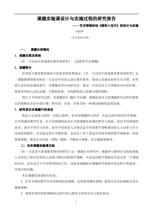 课题实验课设计与实施过程的研究报告