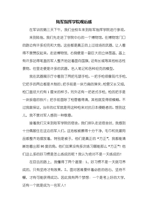 观后感：陆军指挥学院观后感600字