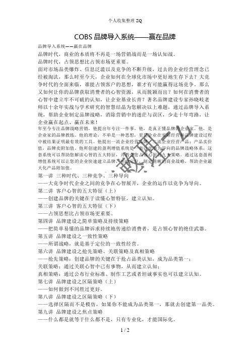 COBS品牌导入系统——赢在品牌
