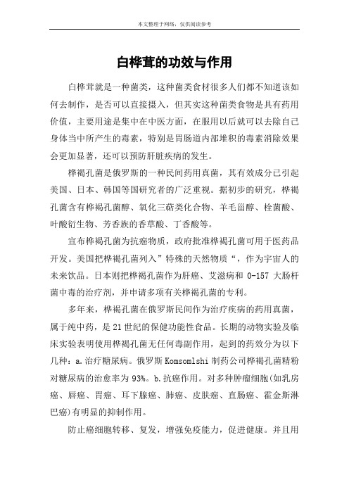 白桦茸的功效与作用