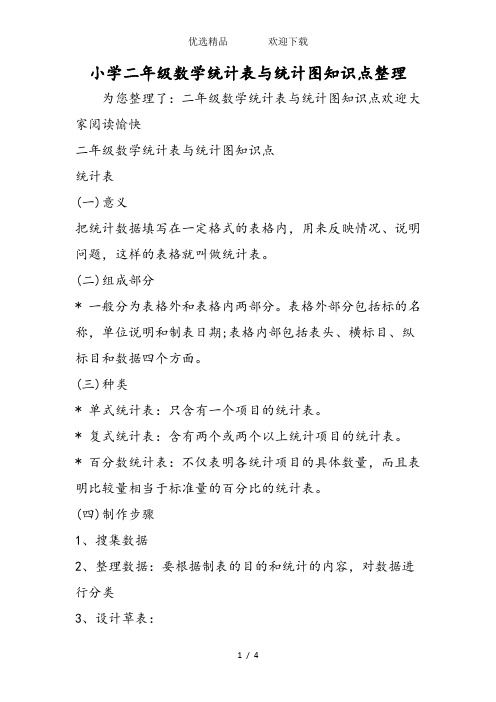 小学二年级数学统计表与统计图知识点整理