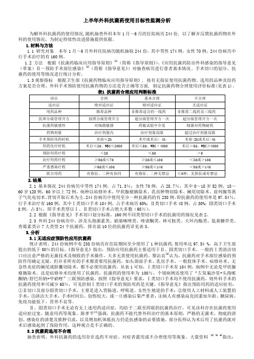 2009年7月上半年普外抗菌药使用回顾性调查分析