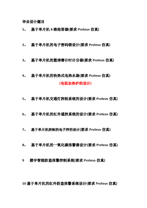 14年毕业设计论文选择题目