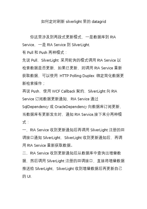 如何定时刷新silverlight里的datagrid