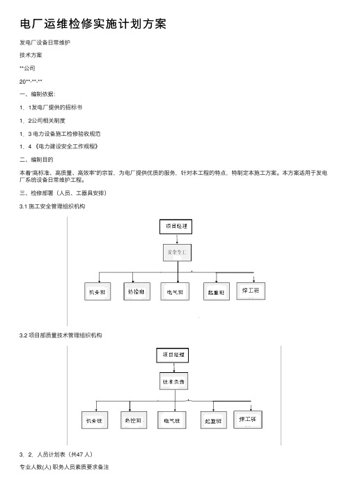 电厂运维检修实施计划方案