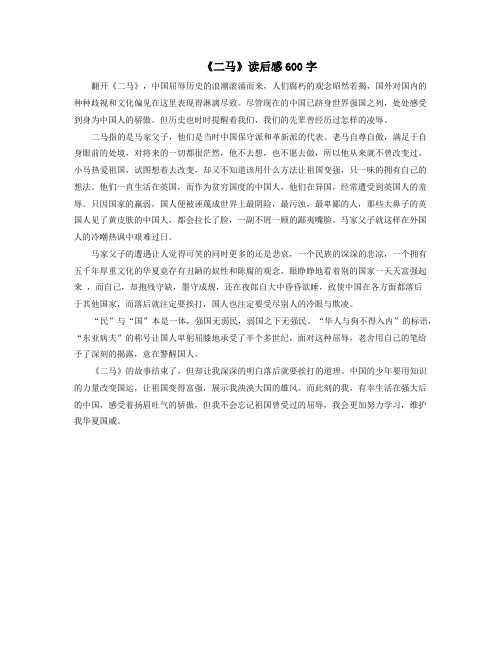 《二马》读后感600字
