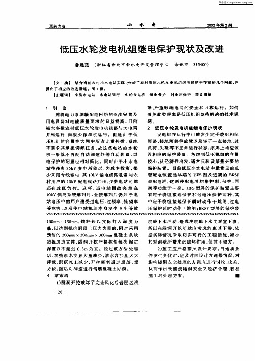 低压水轮发电机组继电保护现状及改进