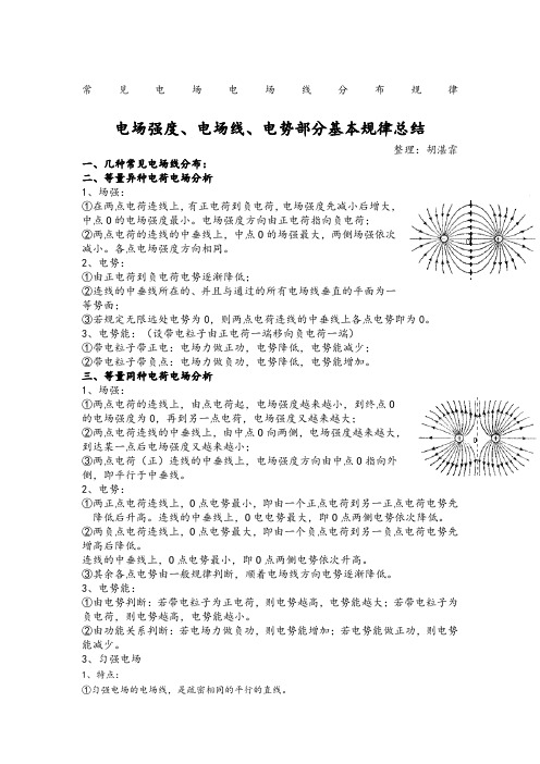 常见的电场电场线分布规律