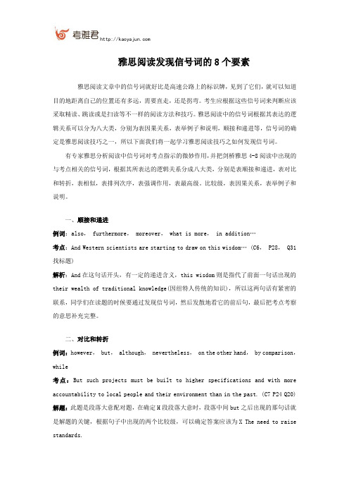 雅思阅读发现信号词的8个要素