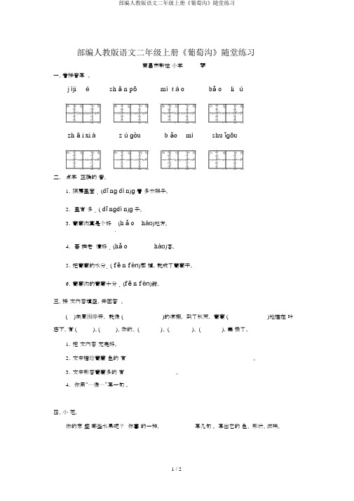 部编人教版语文二年级上册《葡萄沟》随堂练习