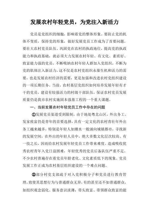发展农村年轻党员工作