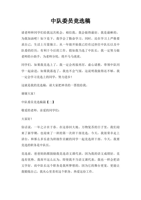 中队委员竞选稿三篇
