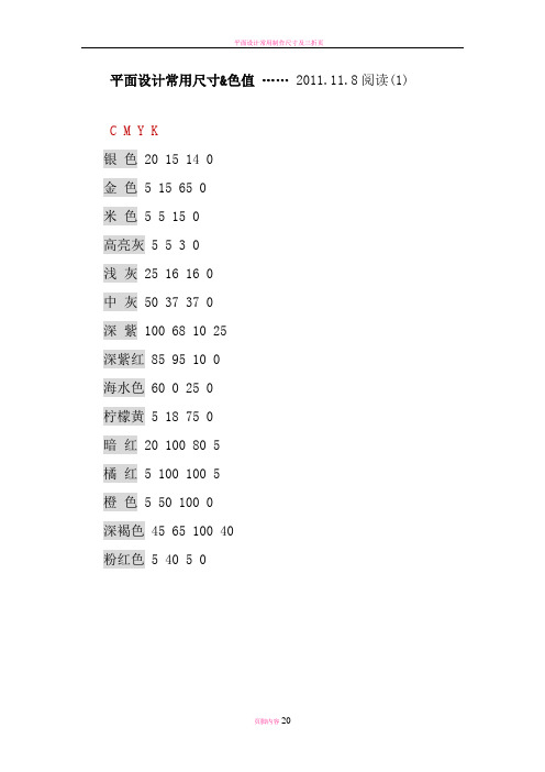 平面设计常用尺寸、色值