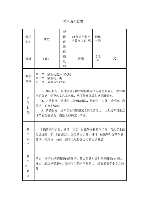 美术课程教案(雕塑)