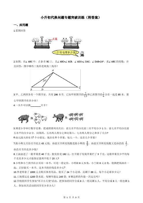 小升初代换问题专题突破训练(附答案)