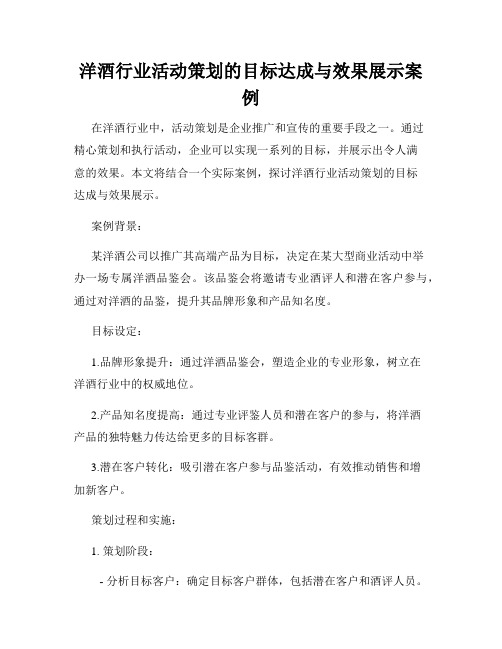 洋酒行业活动策划的目标达成与效果展示案例