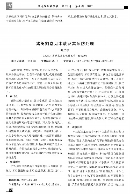 猪阉割常见事故及其预防处理