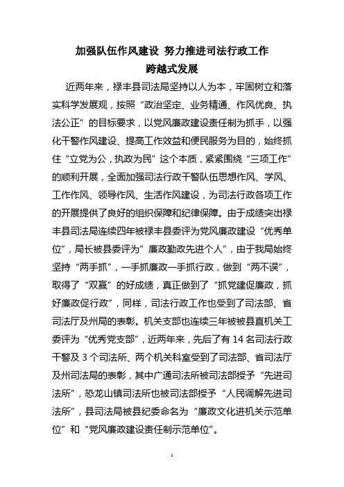 加强队伍作风建设 推进司法行政工作新发展