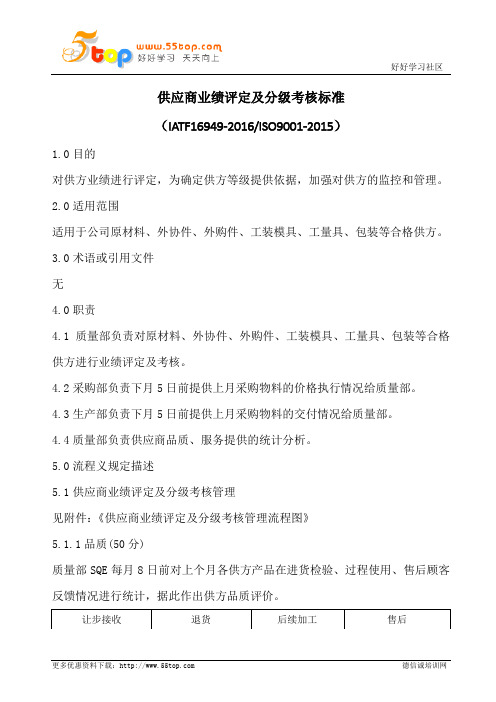 供应商业绩评定及分级考核程序(含表格)