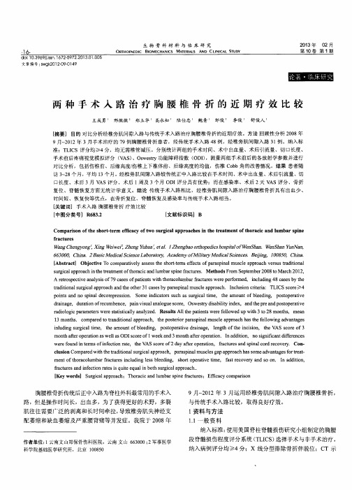 两种手术人路治疗胸腰椎骨折的近期疗效比较