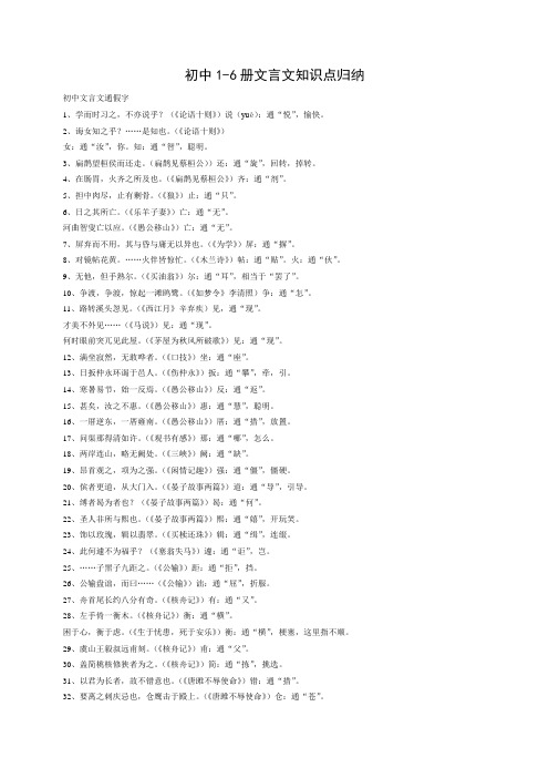 最新整理初中1-6册文言文知识点归纳(强烈推荐)(1).doc