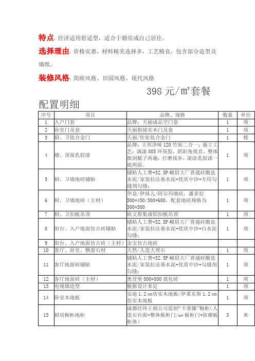 成都装修2013报价清单
