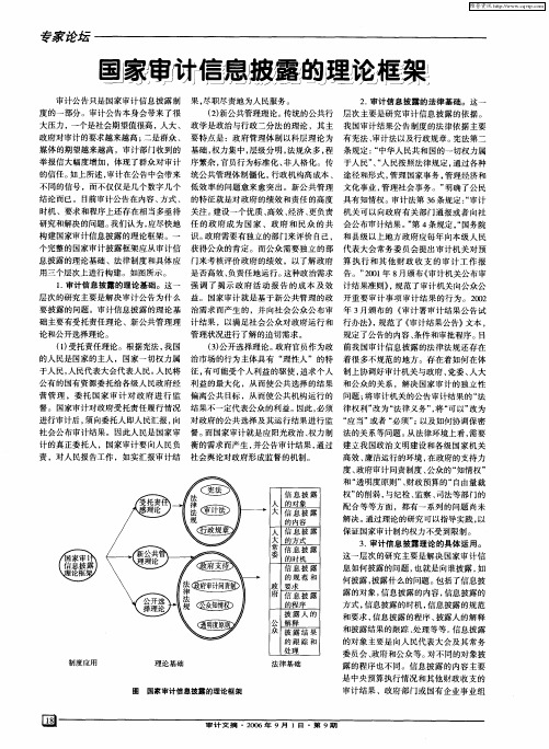 国家审计信息披露的理论框架