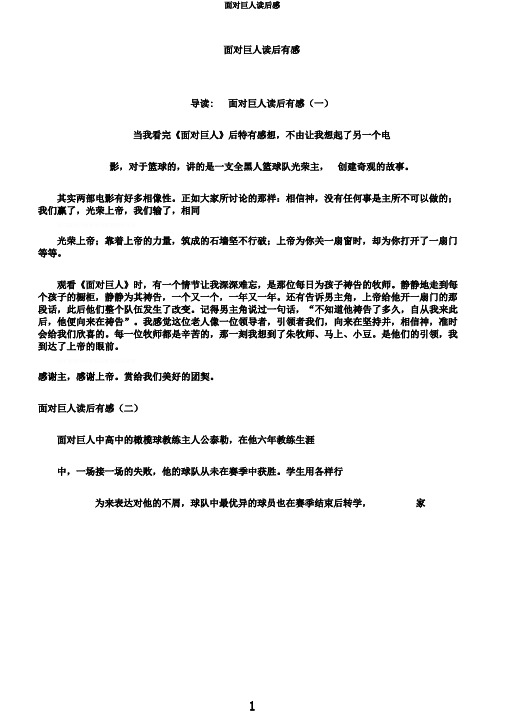 面对巨人读后感