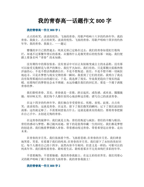 我的青春高一话题作文800字