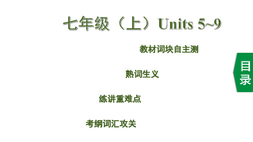 中考英语(人教新目标)一轮复习基础考点一遍过七年级(上)Units 5~9