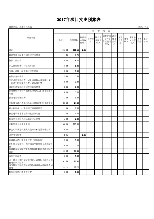 2017年项目支出预算表