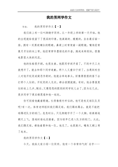 我的男同学作文