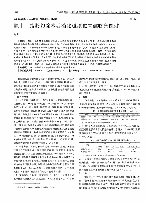 胰十二指肠切除术后消化道原位重建临床探讨