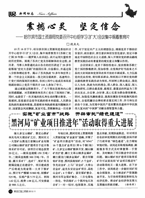 震撼心灵 坚定信念——哈尔滨市国土资源局党委召开中心组学习(扩大)会议集中观看教育片