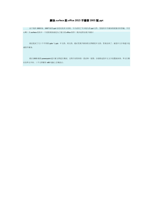 解决surface的office 2013不兼容2003版ppt