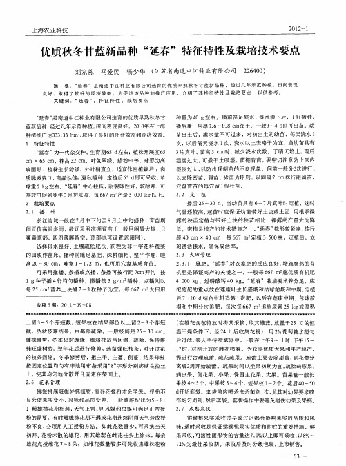 优质秋冬甘蓝新品种“延春”特征特性及栽培技术要点