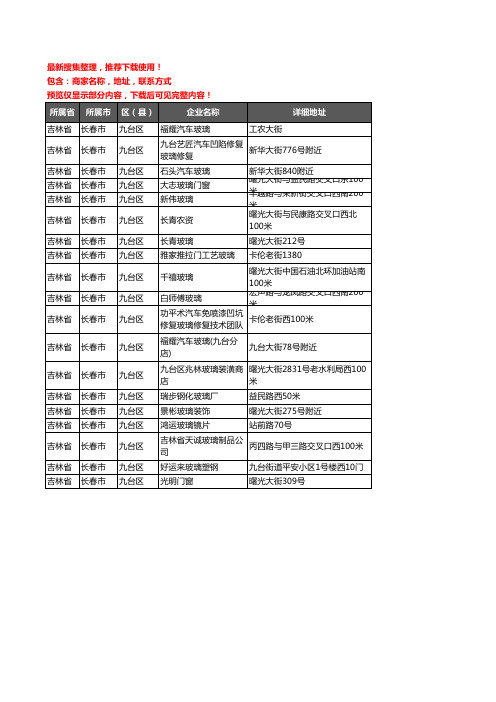 新版吉林省长春市九台区玻璃店企业公司商家户名录单联系方式地址大全19家