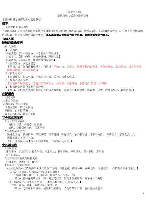 金贵重点 广中医考试重点