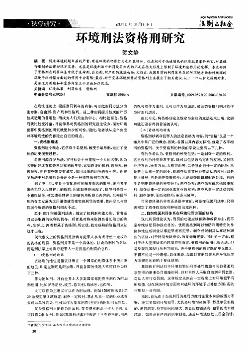 环境刑法资格刑研究