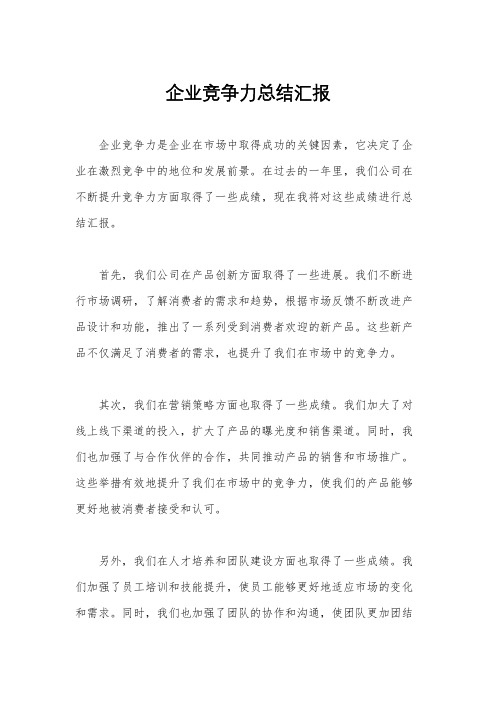 企业竞争力总结汇报