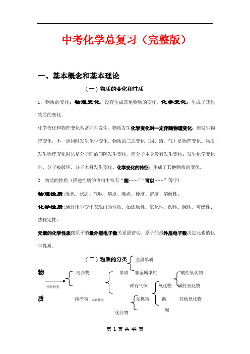 中考化学总复习(完整版)