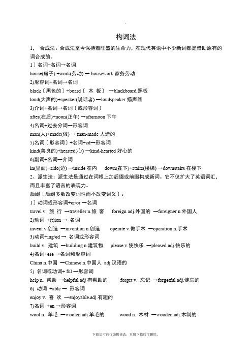 冀教版英语八年级下册Unit 1 Spring Is Coming!构词法