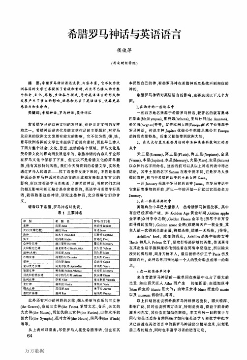 希腊罗马神话与英语语言