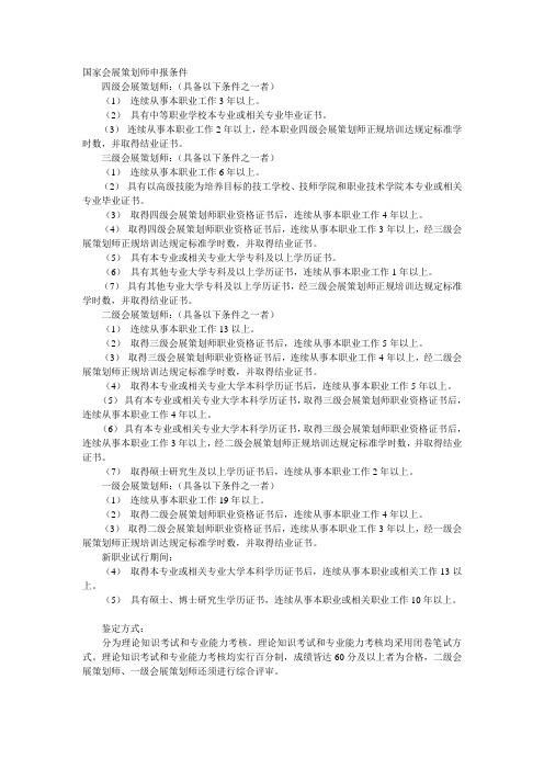 国家会展策划师申报条件