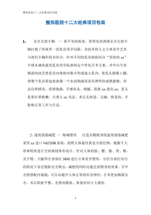 整形医院十二大经典项目包装