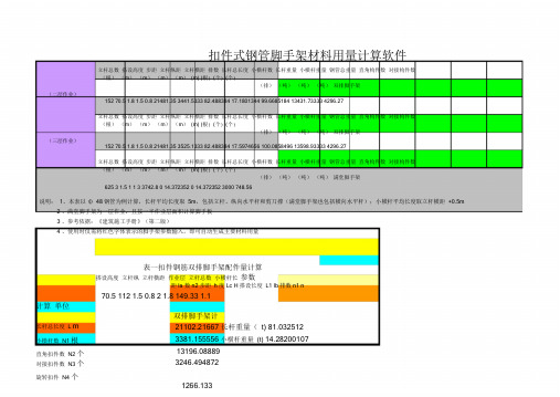 钢管脚手架周转材料消耗计算器Ecel版.doc